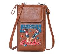 GEEADNB PU Leather Phone Purse Cell Phone Purse with Zipper American Babe Cowboy Boots Travel Rfid Safe for Everyday Use or Gift Idea