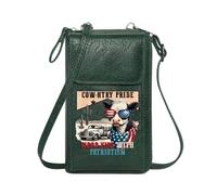GEEADNB PU Leather Phone Purse Credit Card Slots Country Theme Cow Patriotism Elegant Gift for Mother's Day Long Purse for Gift