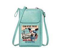 GEEADNB PU Leather Phone Purse Credit Card Slots Country Theme Cow Patriotism Elegant Gift for Mother's Day Long Purse for Gift