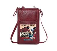 GEEADNB PU Leather Phone Purse Credit Card Slots Country Theme Cow Patriotism Elegant Gift for Mother's Day Long Purse for Gift