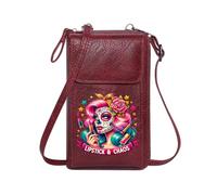 GEEADNB PU Leather Phone Purse Crossbody Bags for Women Sugar Skull Makeup Lipstick Accessories Vibrant Chaos Printed Gift