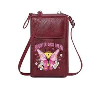 GEEADNB PU Leather Phone Purse Lightweight Women's Shoulder Bag Floral Design Butterfly Brighter Days Ahead Adjustable Strap Elegant Gift for Mother's Day