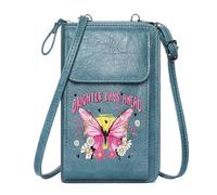 GEEADNB PU Leather Phone Purse Lightweight Women's Shoulder Bag Floral Design Butterfly Brighter Days Ahead Adjustable Strap Elegant Gift for Mother's Day