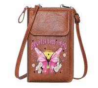 GEEADNB PU Leather Phone Purse Lightweight Women's Shoulder Bag Floral Design Butterfly Brighter Days Ahead Adjustable Strap Elegant Gift for Mother's Day