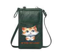 GEEADNB PU Leather Phone Purse Lightweight Women's Shoulder Bag Sarcastic Text Whimsical Style Cartoon Kitten Leather Purse for Lover Classic Outfit