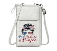 GEEADNB PU Leather Phone Purse Personalized Crossbody Wallets Red White & Bonjuee American flag stylized illustration Classic Outfit Large Capacity Purse Gift