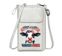 GEEADNB PU Leather Phone Purse Personalized Leather Cell Phone Wallet National Pride American Flag Cartoon Cow Large Capacity Purse Gift Season Gifts