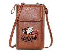 GEEADNB PU Leather Phone Purse Phone Bags for Women Vintage style Red scarf Let's Ride text Printed Gift
