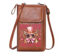 GEEADNB PU Leather Phone Purse RFID Blocking Zipper Phone Wallet Colorful Design Cartoon Cow Valentine's Day Perfect for Outfits Perfect for Printed Present