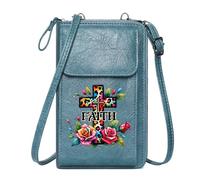 GEEADNB PU Leather Phone Purse Women ID Credit Card Case Vibrant Colors Faith Cross for Everyday Use or Gift Idea