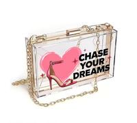 GEEADNB PU Leather Phone Purse Women Leather Crossbody Purse CHASE YOUR DREAMS, high-heeled shoe, pink heart, Printed Gift Cute Stylish Elegant Accessory