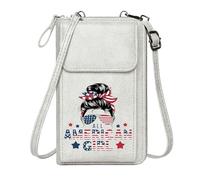 GEEADNB PU Leather Phone Purse Zipper Womens Wallet Patriotic theme American flag Stylized illustration Classic Outfit Printed Gift