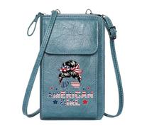 GEEADNB PU Leather Phone Purse Zipper Womens Wallet Patriotic theme American flag Stylized illustration Classic Outfit Printed Gift