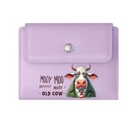 GEEADNB RFID Blocking Wallet Purse,Multi-Functional Women's Wallet,Cartoon Cow in ONE END Out The Other Educational Farming Thanksgiving Birthday Gift for Women