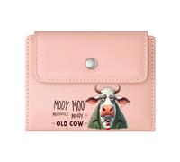 GEEADNB RFID Blocking Wallet Purse,Multi-Functional Women's Wallet,Cartoon Cow in ONE END Out The Other Educational Farming Thanksgiving Birthday Gift for Women