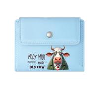 GEEADNB RFID Blocking Wallet Purse,Multi-Functional Women's Wallet,Cartoon Cow in ONE END Out The Other Educational Farming Thanksgiving Birthday Gift for Women