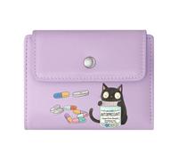 GEEADNB RFID Blocking Wallet Purse，Multi-Functional Women's Wallet，Innocent Denial Wasn't ME Text Cartoon Black cat Wonderful Gift for Mother's Father's Day