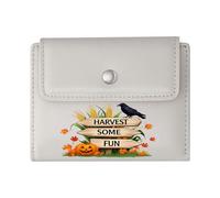 GEEADNB RFID Blocking Wallet Purse，Multi-Functional Women's Wallet，Pumpkin Sign Colorful Autumn Leaves Playful Halloween Decor Romantic Gift for Wife/Girlfriend.
