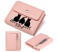 GEEADNB RFID Blocking Wallet Purse，Slim Minimalist Card Holder，Minimalist Design Nothing BUT Cats Stylized Figures Thanksgiving Birthday Gift for Women Romantic Gift for Wife/Girlfriend.