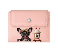 GEEADNB RFID Blocking Wallet Purse，Slim Minimalist Card Holder，Yorkshire Terrier iced Coffee Cup Leopard Print Accessories Wonderful Gift for Mother's Father's Day