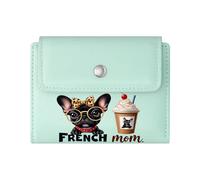 GEEADNB RFID Blocking Wallet Purse，Slim Minimalist Card Holder，Yorkshire Terrier iced Coffee Cup Leopard Print Accessories Wonderful Gift for Mother's Father's Day