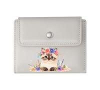 GEEADNB RFID Blocking Wallet Purse，Slim Women's Wallet，Cartoon-Style Kitten Whimsical Aesthetic Floral Crown Thoughtful Gift for Father's Day，Teacher's Day Thanksgiving Birthday Gift for Women