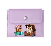 GEEADNB RFID Blocking Wallet Purse，Slim Women's Wallet，Colorful Text Cartoon cat Whimsical Dominance Wonderful Gift for Mother's Father's Day Romantic Gift for Wife/Girlfriend.