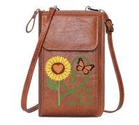 GEEADNB RFID Blocking Zipper Phone Wallet Crossbody Bags for Women Love Sunflower You are my Sunshine Graduation Student