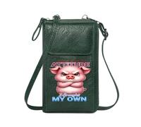 GEEADNB RFID Blocking Zipper Phone Wallet Personalized Crossbody Wallets Defiance Cartoon Pig Sarcastic Tone Suitable for Daily Gifting Personalized Gifts for Girlfriend Friends