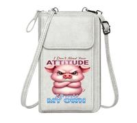 GEEADNB RFID Blocking Zipper Phone Wallet Personalized Crossbody Wallets Defiance Cartoon Pig Sarcastic Tone Suitable for Daily Gifting Personalized Gifts for Girlfriend Friends