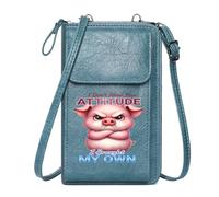 GEEADNB RFID Blocking Zipper Phone Wallet Personalized Crossbody Wallets Defiance Cartoon Pig Sarcastic Tone Suitable for Daily Gifting Personalized Gifts for Girlfriend Friends