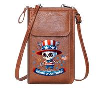 GEEADNB RFID Blocking Zipper Phone Wallet Personalized Crossbody Wallets Sparkler and Flag Fourth of July Patriotic Skeleton Perfect for Outfits for Everyday Use or Gift Idea