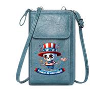 GEEADNB RFID Blocking Zipper Phone Wallet Personalized Crossbody Wallets Sparkler and Flag Fourth of July Patriotic Skeleton Perfect for Outfits for Everyday Use or Gift Idea