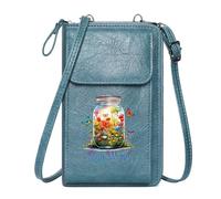 GEEADNB RFID Blocking Zipper Phone Wallet Personalized Crossbody Wallets Vibrant Flowers Fluttering Butterflies Stay Weird Motif Holiday Customized Gift for Everyday Use or Gift Idea
