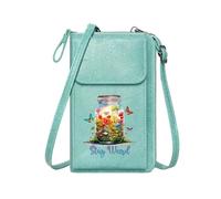 GEEADNB RFID Blocking Zipper Phone Wallet Personalized Crossbody Wallets Vibrant Flowers Fluttering Butterflies Stay Weird Motif Holiday Customized Gift for Everyday Use or Gift Idea