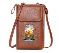 GEEADNB RFID Blocking Zipper Phone Wallet Personalized Crossbody Wallets Vibrant Flowers Fluttering Butterflies Stay Weird Motif Holiday Customized Gift for Everyday Use or Gift Idea