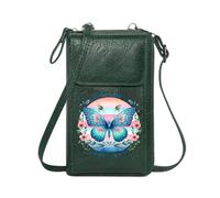 GEEADNB RFID Blocking Zipper Phone Wallet Personalized Small Bags with Pocket Inspirational Text Floral Elements Butterfly for Everyday Use or Gift Idea Suitable for Daily Gifting