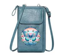 GEEADNB RFID Blocking Zipper Phone Wallet Personalized Small Bags with Pocket Inspirational Text Floral Elements Butterfly for Everyday Use or Gift Idea Suitable for Daily Gifting