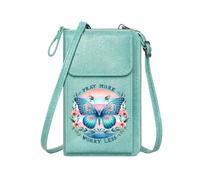 GEEADNB RFID Blocking Zipper Phone Wallet Personalized Small Bags with Pocket Inspirational Text Floral Elements Butterfly for Everyday Use or Gift Idea Suitable for Daily Gifting
