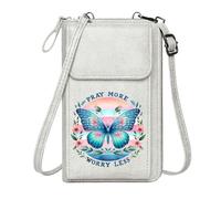 GEEADNB RFID Blocking Zipper Phone Wallet Personalized Small Bags with Pocket Inspirational Text Floral Elements Butterfly for Everyday Use or Gift Idea Suitable for Daily Gifting