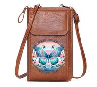 GEEADNB RFID Blocking Zipper Phone Wallet Personalized Small Bags with Pocket Inspirational Text Floral Elements Butterfly for Everyday Use or Gift Idea Suitable for Daily Gifting