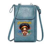 GEEADNB RFID Blocking Zipper Phone Wallet Women’s RFID Clutch Purse Freedom Pan-African colors Juneteenth Perfect for Teacher's Day Customized Gift