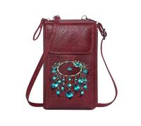 GEEADNB RFID Blocking Zipper Phone Wallet Womens Travel Bags Blue Feathers Beads and Charms Dreamcatcher Suitable for Daily Gifting Season Gifts