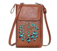 GEEADNB RFID Blocking Zipper Phone Wallet Womens Travel Bags Blue Feathers Beads and Charms Dreamcatcher Suitable for Daily Gifting Season Gifts