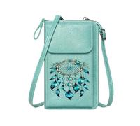 GEEADNB RFID Blocking Zipper Phone Wallet Womens Travel Bags Blue Feathers Beads and Charms Dreamcatcher Suitable for Daily Gifting Season Gifts