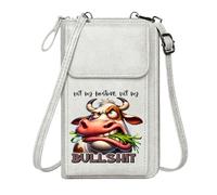 GEEADNB RFID Blocking Zipper Phone Wallet Zip Around Credit Card Bags Cartoon Cow Bullshit Playful Typography Printed Gift for Everyday Use or Gift Idea
