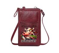 GEEADNB RFID Blocking Zipper Phone Wallet Zip Around Credit Card Bags Cartoon Cow Bullshit Playful Typography Printed Gift for Everyday Use or Gift Idea
