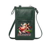 GEEADNB RFID Blocking Zipper Phone Wallet Zip Around Credit Card Bags Cartoon Cow Bullshit Playful Typography Printed Gift for Everyday Use or Gift Idea