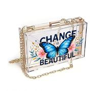 GEEADNB RFID Blocking Zipper Phone Wallet Zipper Womens Wallet Butterfly Transformation, Change is Beautiful, Contrast Design, Travel Rfid Safe Christmas Holiday Present