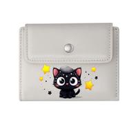 GEEADNB Slim Minimalist Card Holder，Large Capacity Ladies Coin Purse，Cartoon-Style Kitten Whimsical Appearance Starry Backdrop Romantic Gift for Wife/Girlfriend.